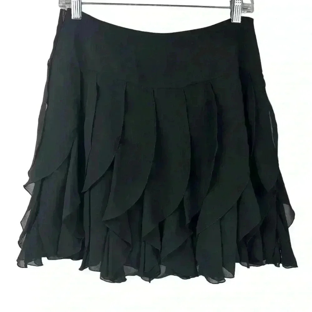 H&M Women's Black Ruffle Mini Skirt Size 8‎ Casual